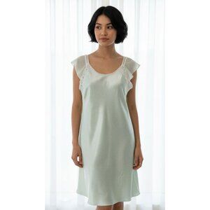 Oscar De La Renta Pink Label Mint Green Dress Nightgown Lace Trim